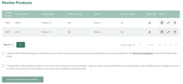 製品データのインポート | Forest Stewardship Council